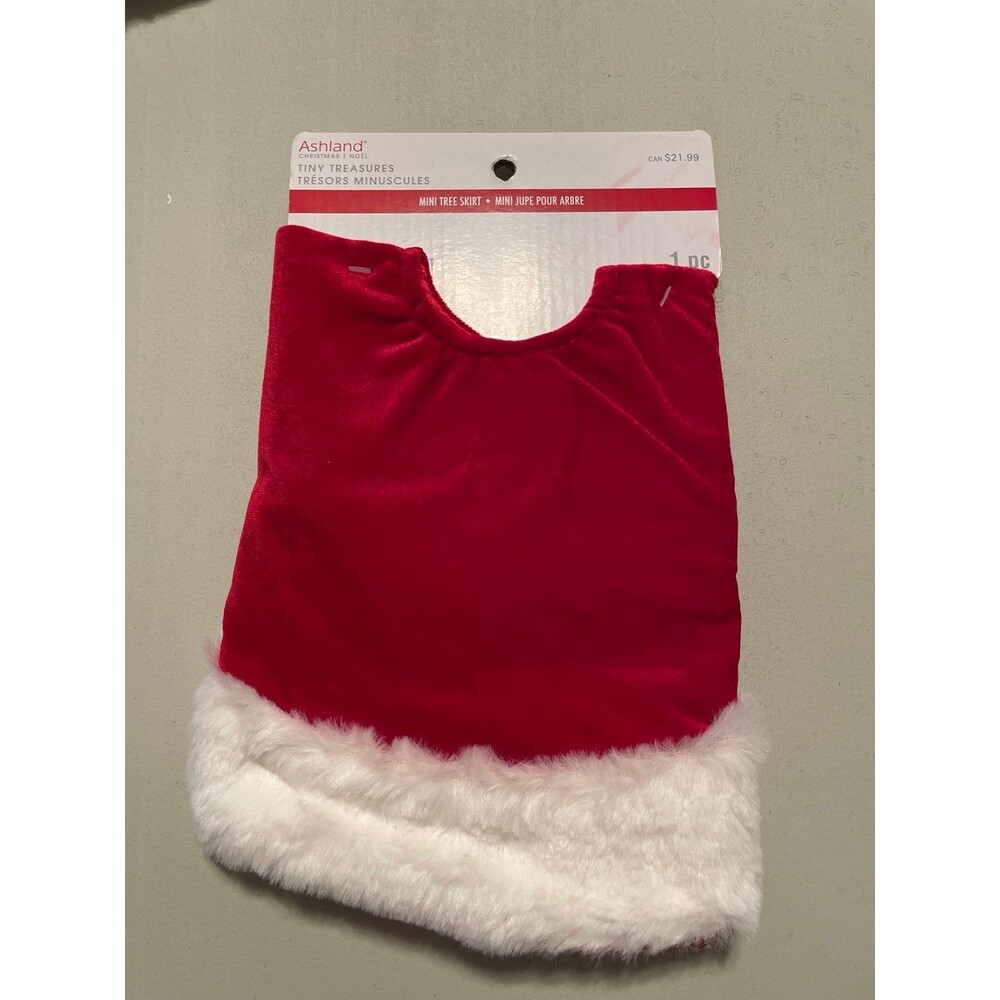 Ashland Tiny Treasures Red white velvet Mini tree skirt New 18”